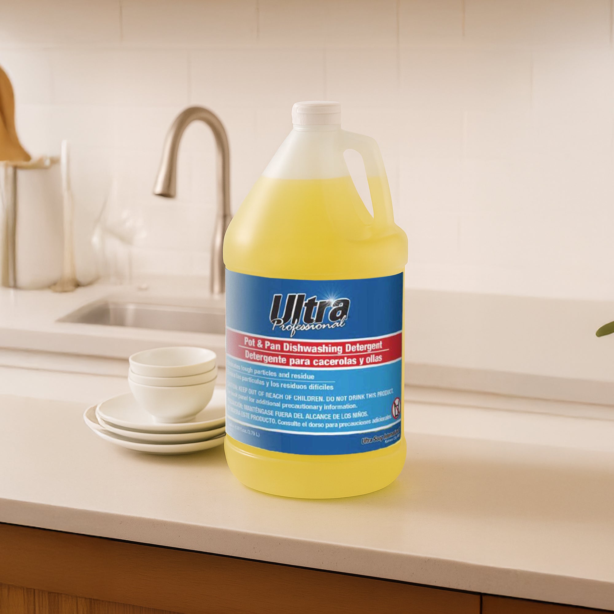 Ultra Professional™ 4 Pack 1 Gal Pots/Pans Dishwashing Detergent, Lemon, Yellow - VMInnovations