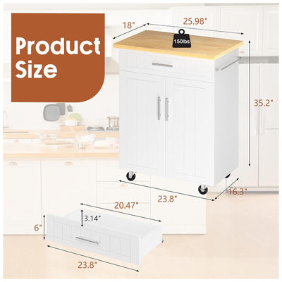 SUNLEI Kitchen Island w/Wheels, Drawer & Storage Cabinet, 26" Wide(For Parts)