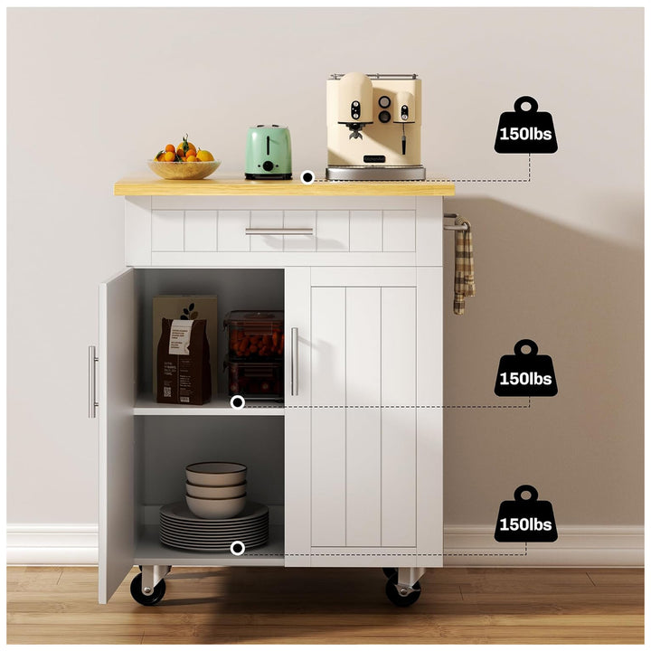 SUNLEI Kitchen Island w/Wheels, Drawer & Storage Cabinet, 26" Wide(For Parts)