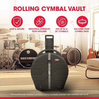 SKB ATA 24" Cymbal Vault, Rolling Case with Handle, Wheels & Dividers(Open Box) - VMInnovations