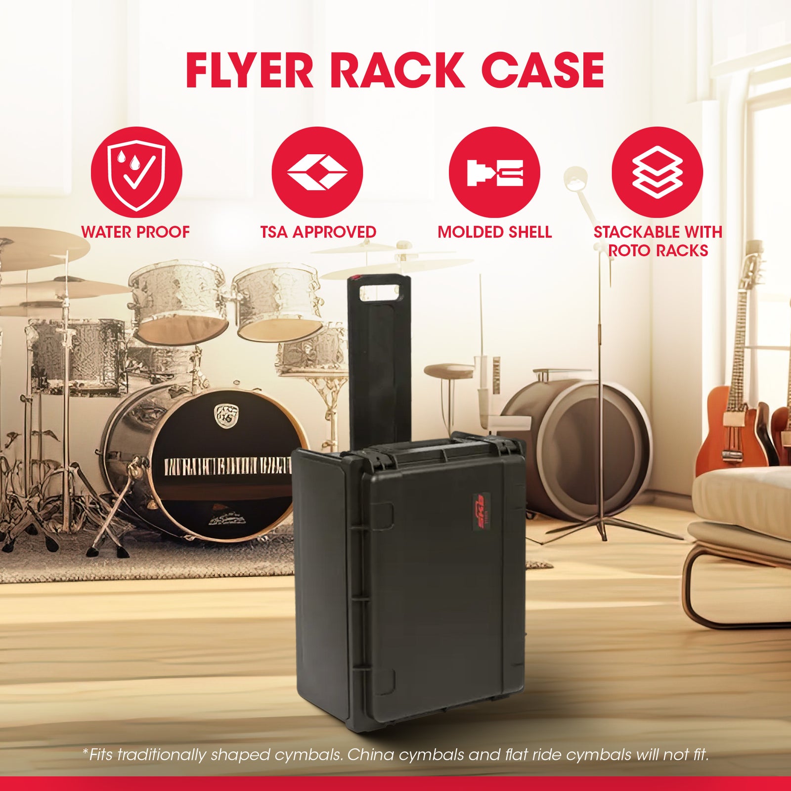 SKB Studio Flyer Rack Case 4U, Durable Injected Molded Mobile Studio Case, Black - VMInnovations