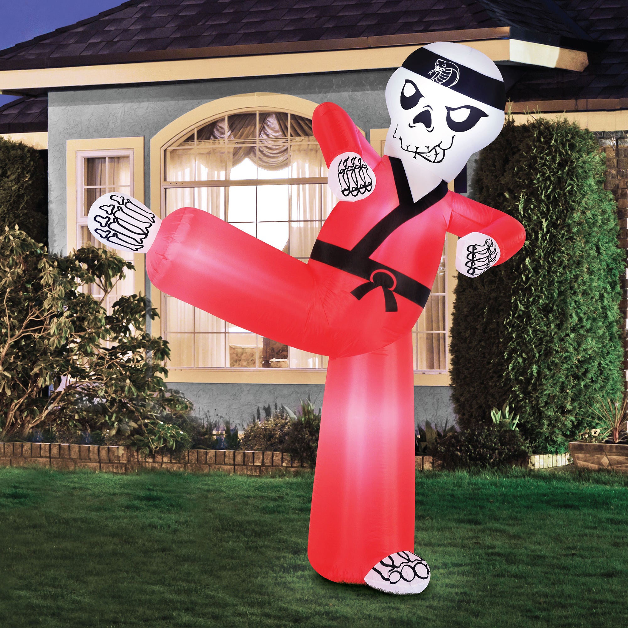 Occasions 6.5 Foot Inflatable Pre Lit Kung Fu Skeleton Halloween Yard Decoration - VMInnovations