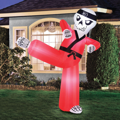 Occasions 6.5 Ft Inflatable Pre Lit Kung Fu Skeleton Yard Decoration (Open Box) - VMInnovations