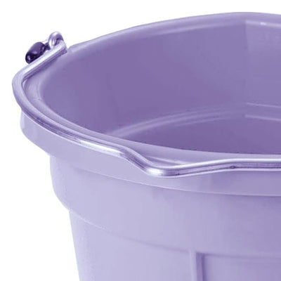 Little Giant Flat Back Plastic Animal Feed Bucket, Metal Handle, 20 Qt, Lavender - VMInnovations