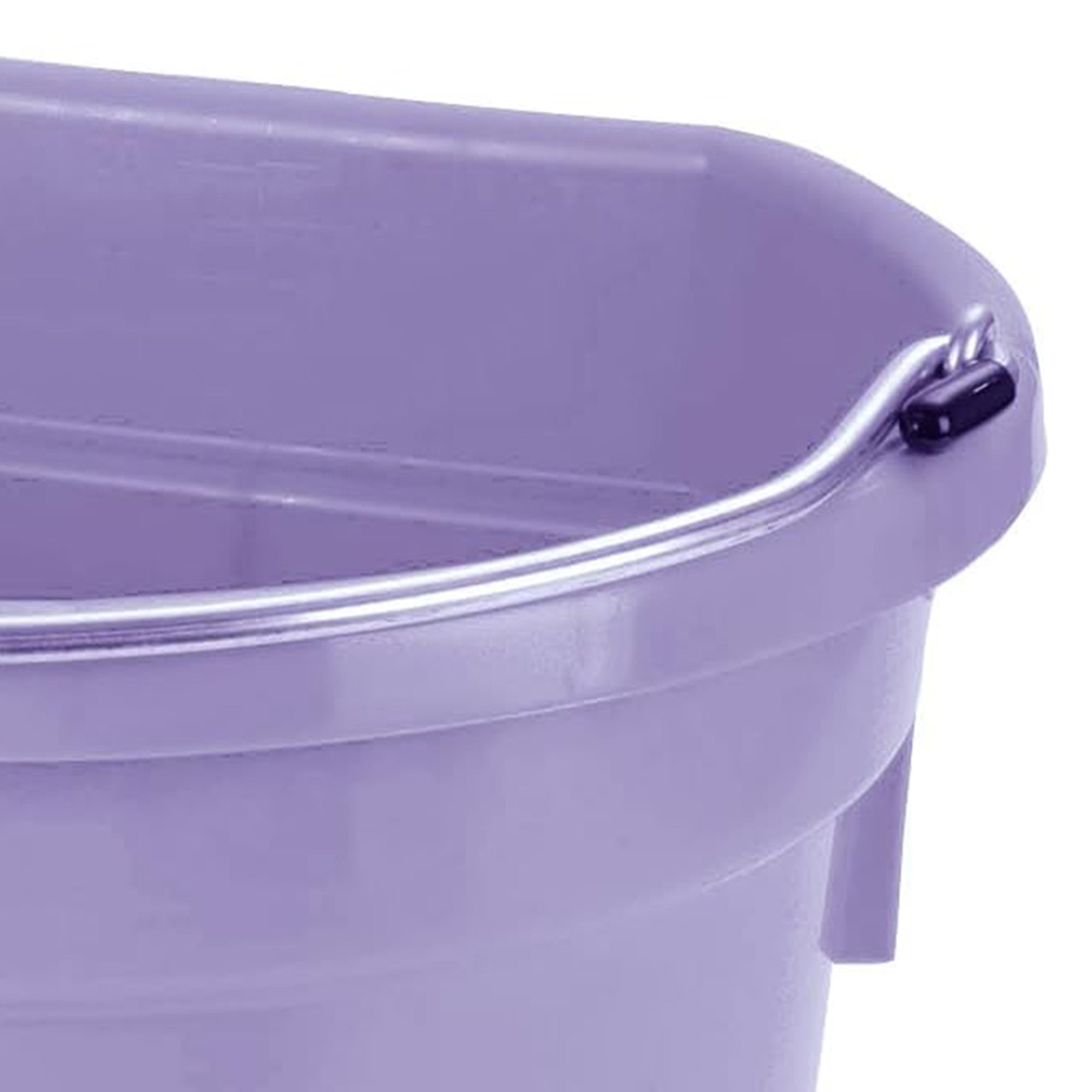 Little Giant Flat Back Plastic Animal Feed Bucket, Metal Handle, 20 Qt, Lavender - VMInnovations