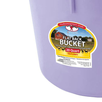 Little Giant Flat Back Plastic Animal Feed Bucket, Metal Handle, 20 Qt, Lavender - VMInnovations