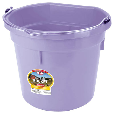 Little Giant Flat Back Plastic Animal Feed Bucket, Metal Handle, 20 Qt, Lavender - VMInnovations
