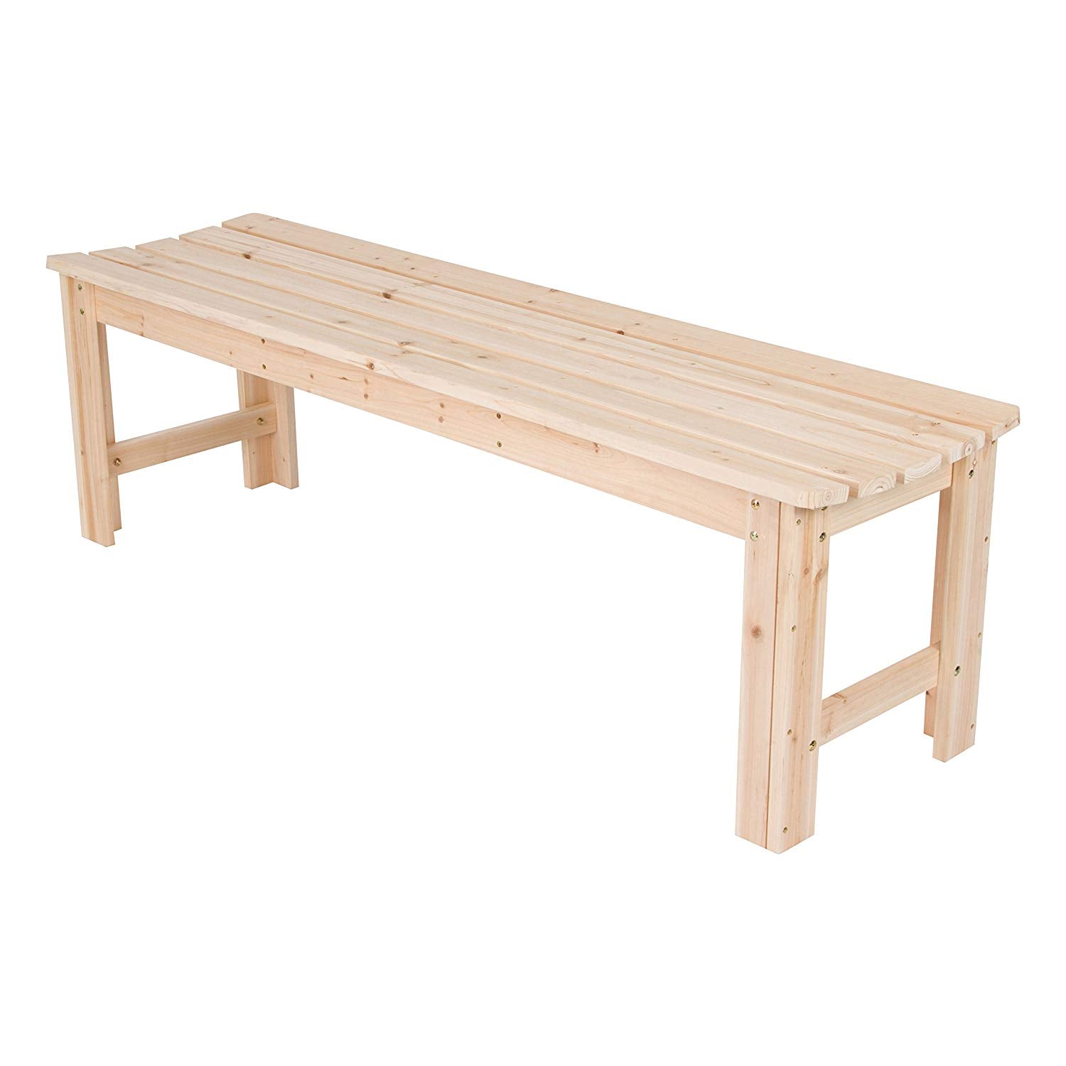 Shine Company 5ft Backless Cedar Bench for Garden and Patio, Natural (Open Box)