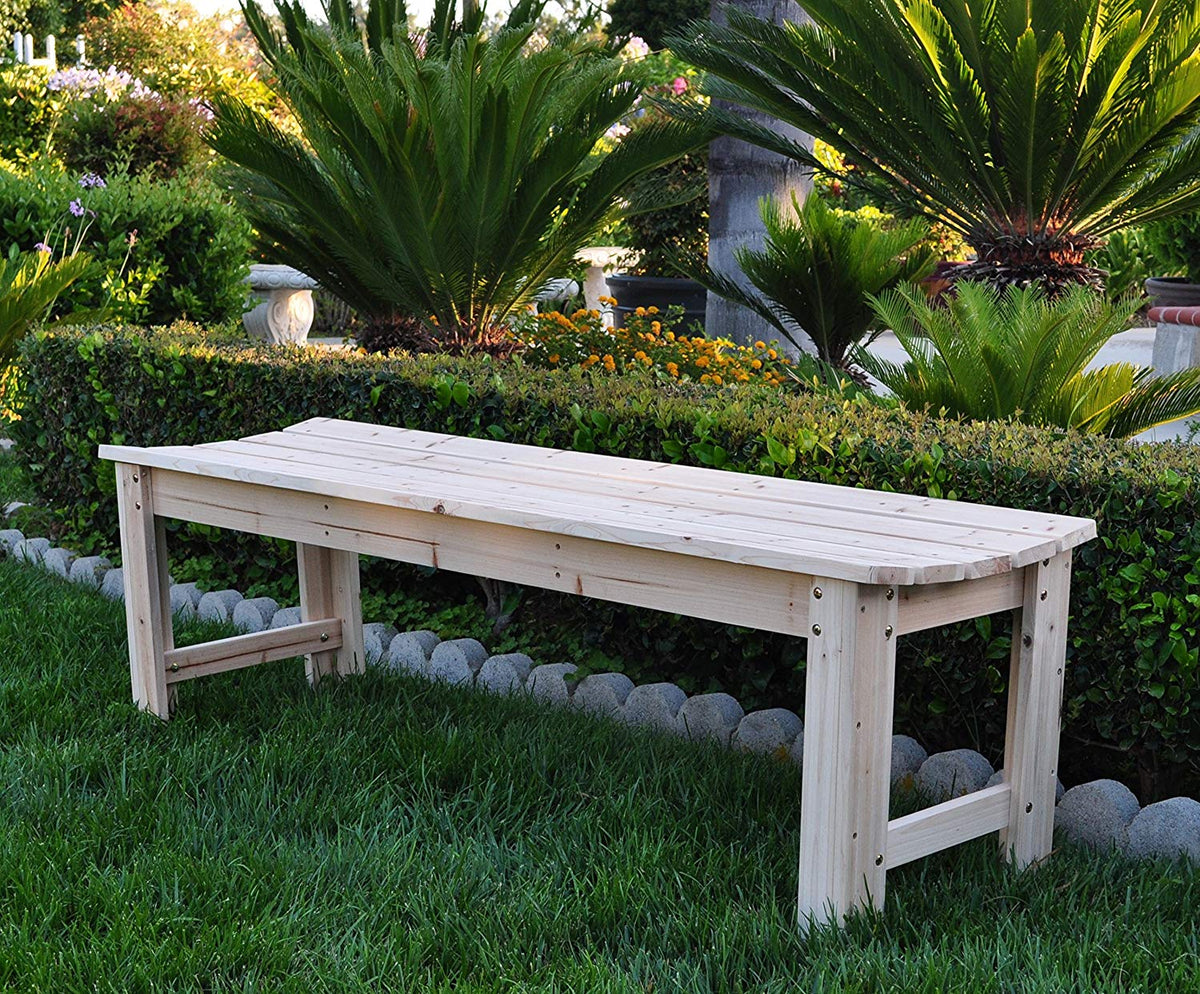 Shine Company 5ft Backless Cedar Bench for Garden and Patio, Natural (Open Box)