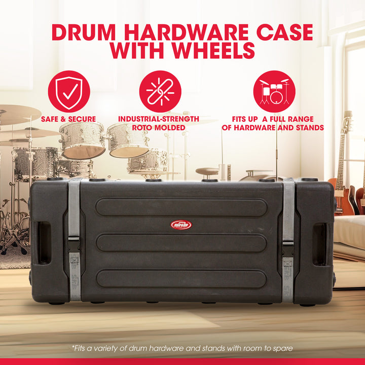 SKB Drum Hardware Case with Wheels, Durable Polyethylene Mobile Storage (Used)