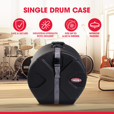 SKB Drum Case - Roto-Molded 6.5x14 Single Drum Protection with Padded Interior - VMInnovations