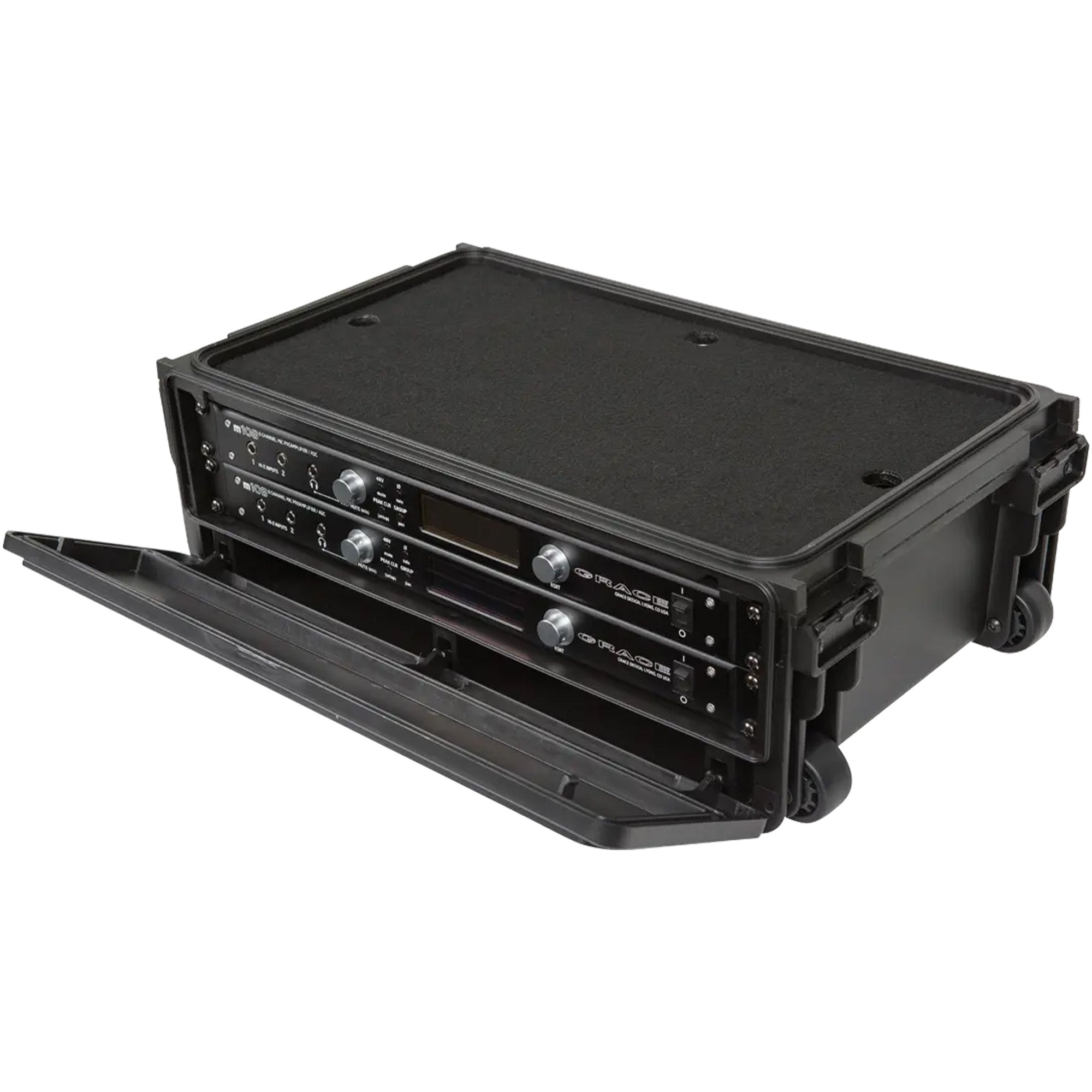 SKB 2U Studio Flyer Carry-on Rack Case with Laptop Surface, Waterproof, Black - VMInnovations