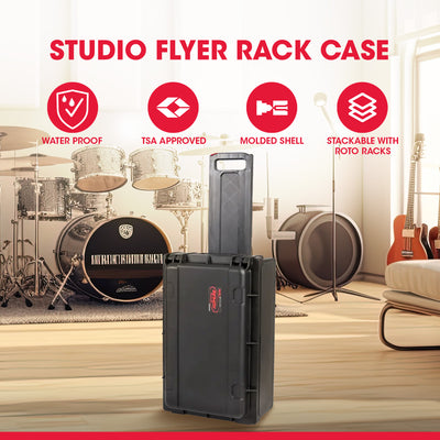 SKB 2U Studio Flyer Carry-on Rack Case with Laptop Surface, Waterproof, Black - VMInnovations