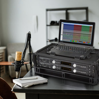 SKB 2U Studio Flyer Carry-on Rack Case with Laptop Surface, Waterproof, Black - VMInnovations