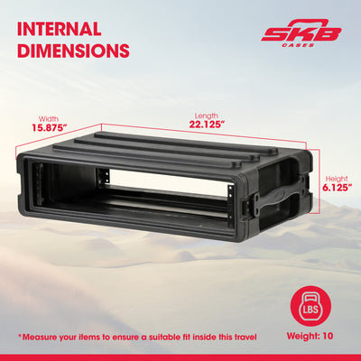 SKB 2U Shallow Roto Rack Case Gear Protector, Stackable, Black (Open Box) - VMInnovations