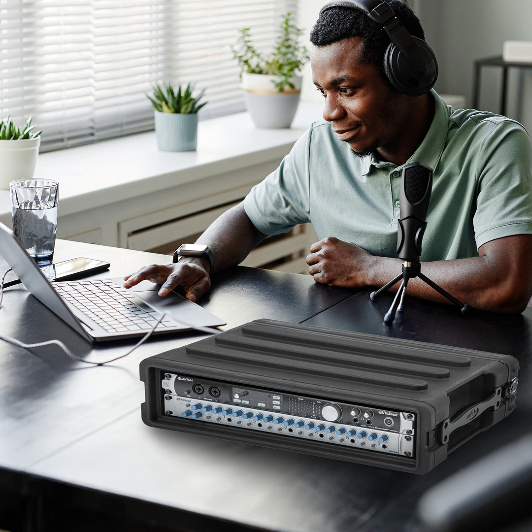 SKB 2U Shallow Roto Rack Case Gear Protector, Stackable, Black (Open Box)