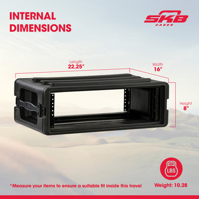 SKB 3U Shallow Roto Rack Case Gear Protector, Stackable, Waterproof(Open Box)