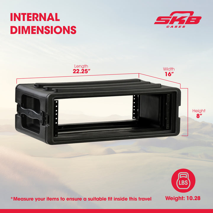 SKB 3U Shallow Roto Rack Case Gear Protector, Stackable, Waterproof(Open Box)