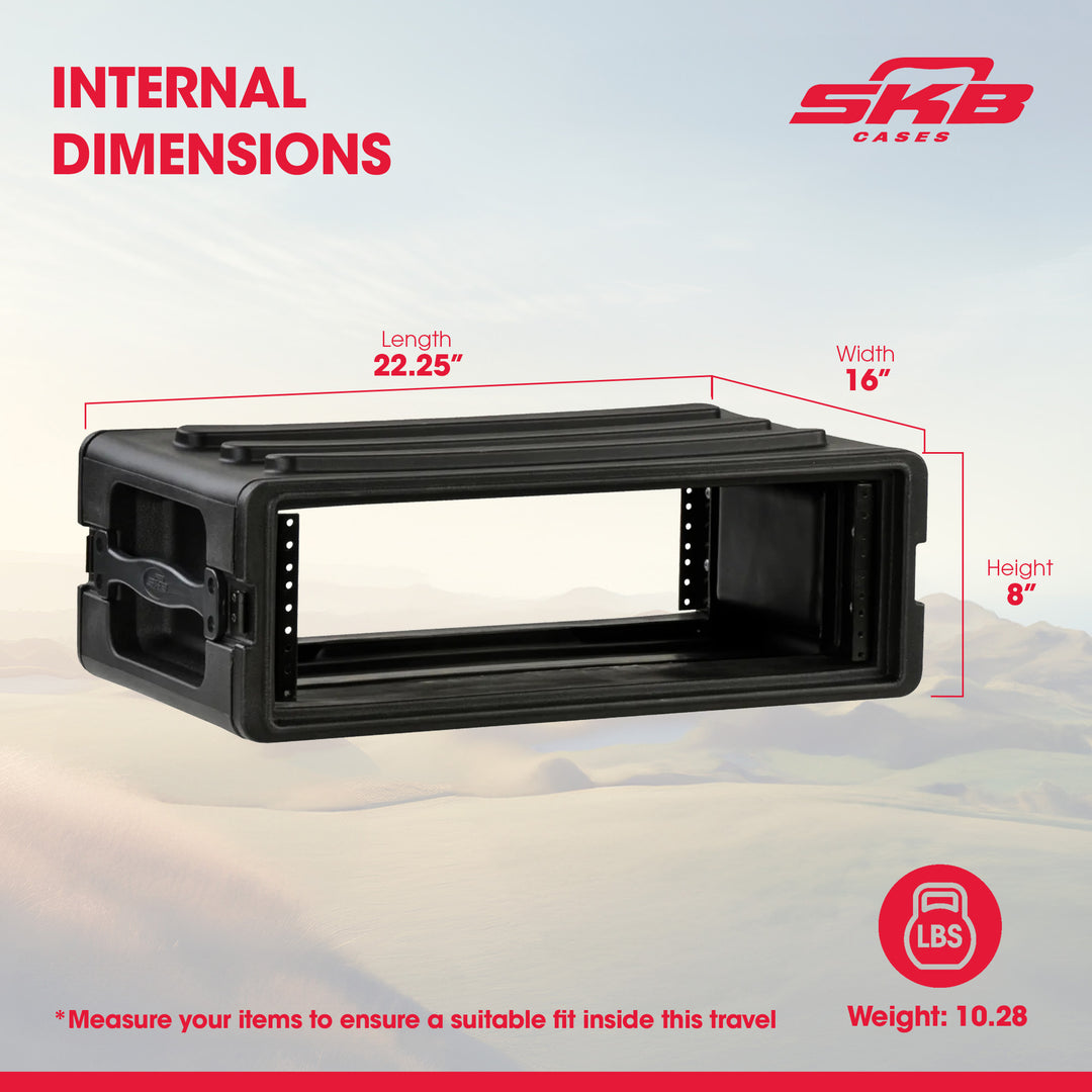 SKB 3U Shallow Roto Rack Case Gear Protector, Stackable, Waterproof(Open Box)