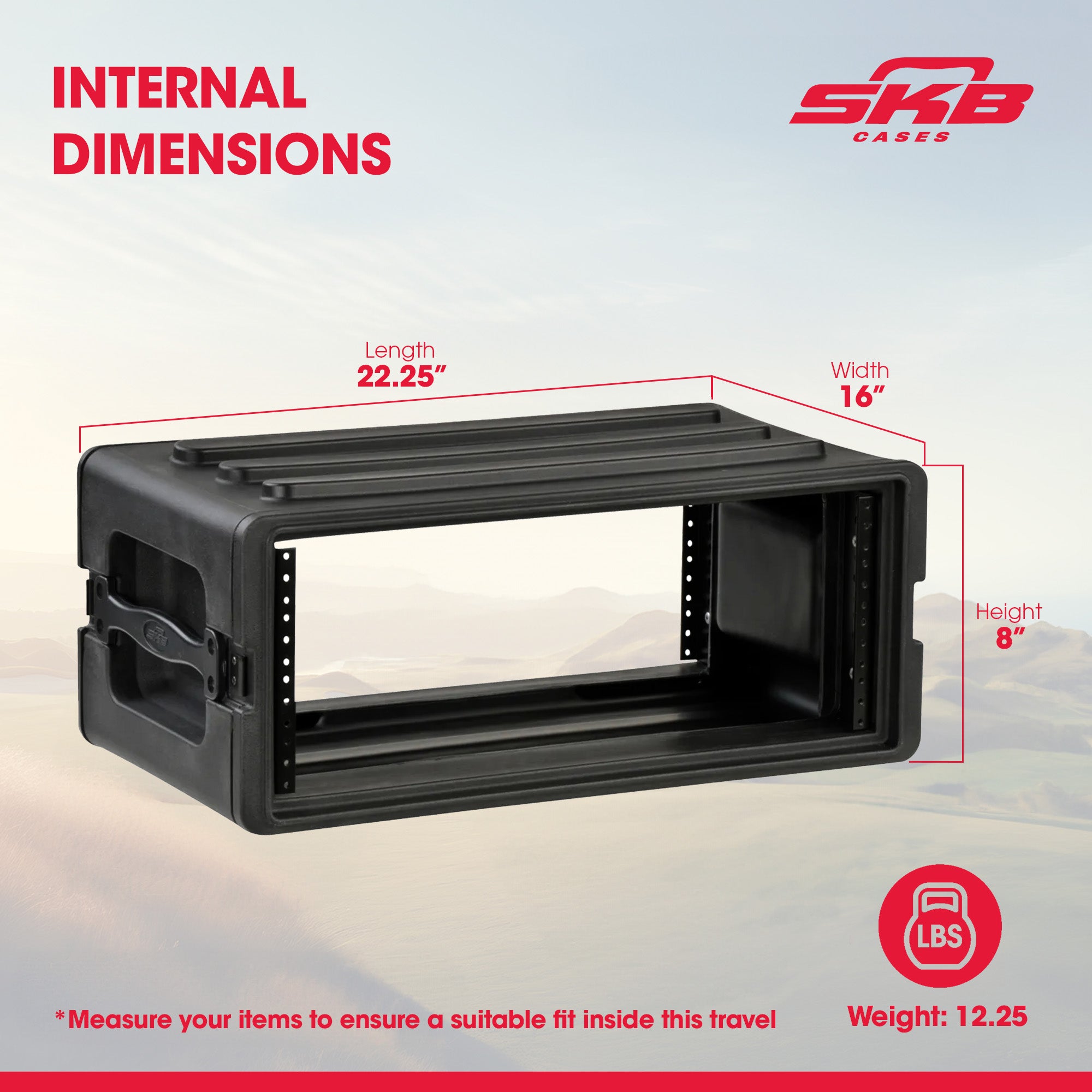 SKB 4U Shallow Roto Rack Case Gear Protector, Stackable, Waterproof, Black - VMInnovations