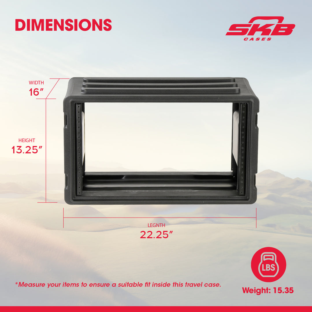 SKB 6U Shallow Roto Rack Case Gear Protector, Stackable, Waterproof (Open Box)