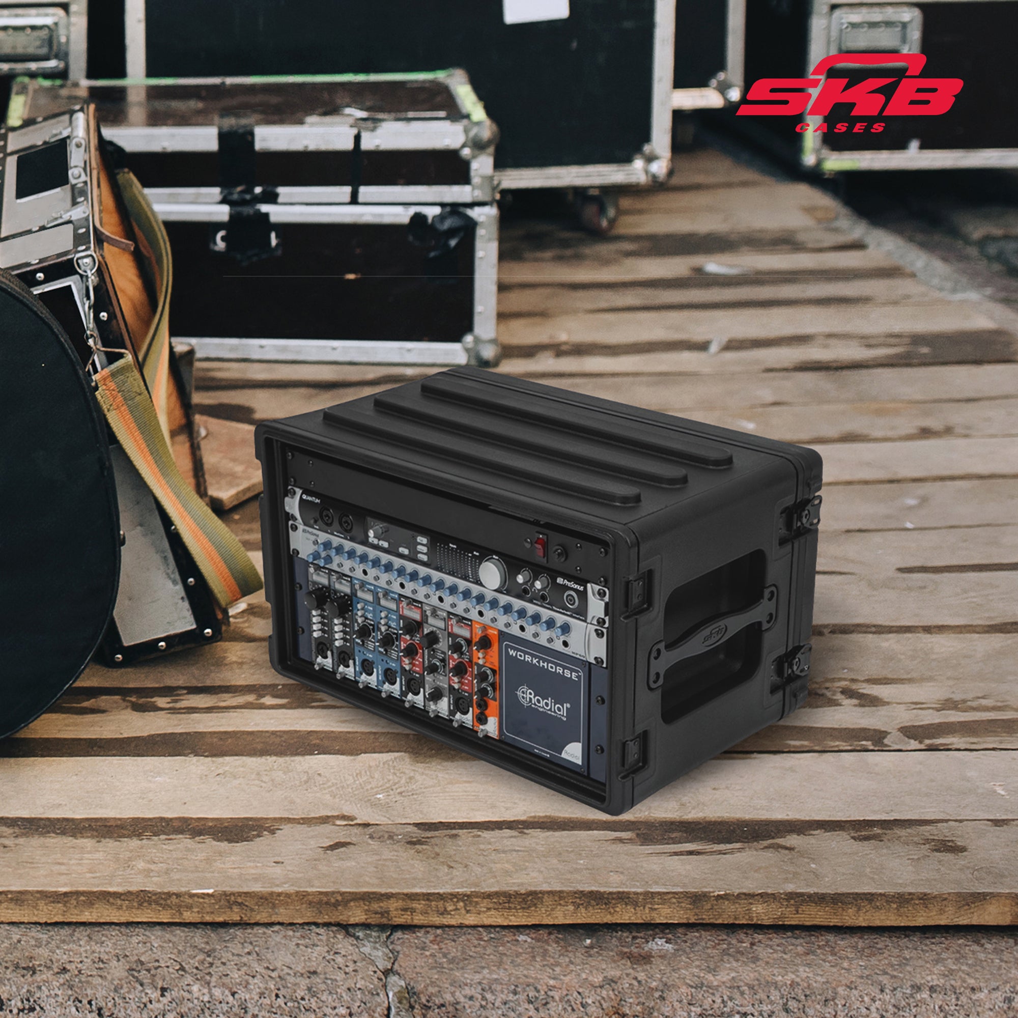 SKB 6U Shallow Roto Rack Case Gear Protector, Stackable, Waterproof, Black - VMInnovations