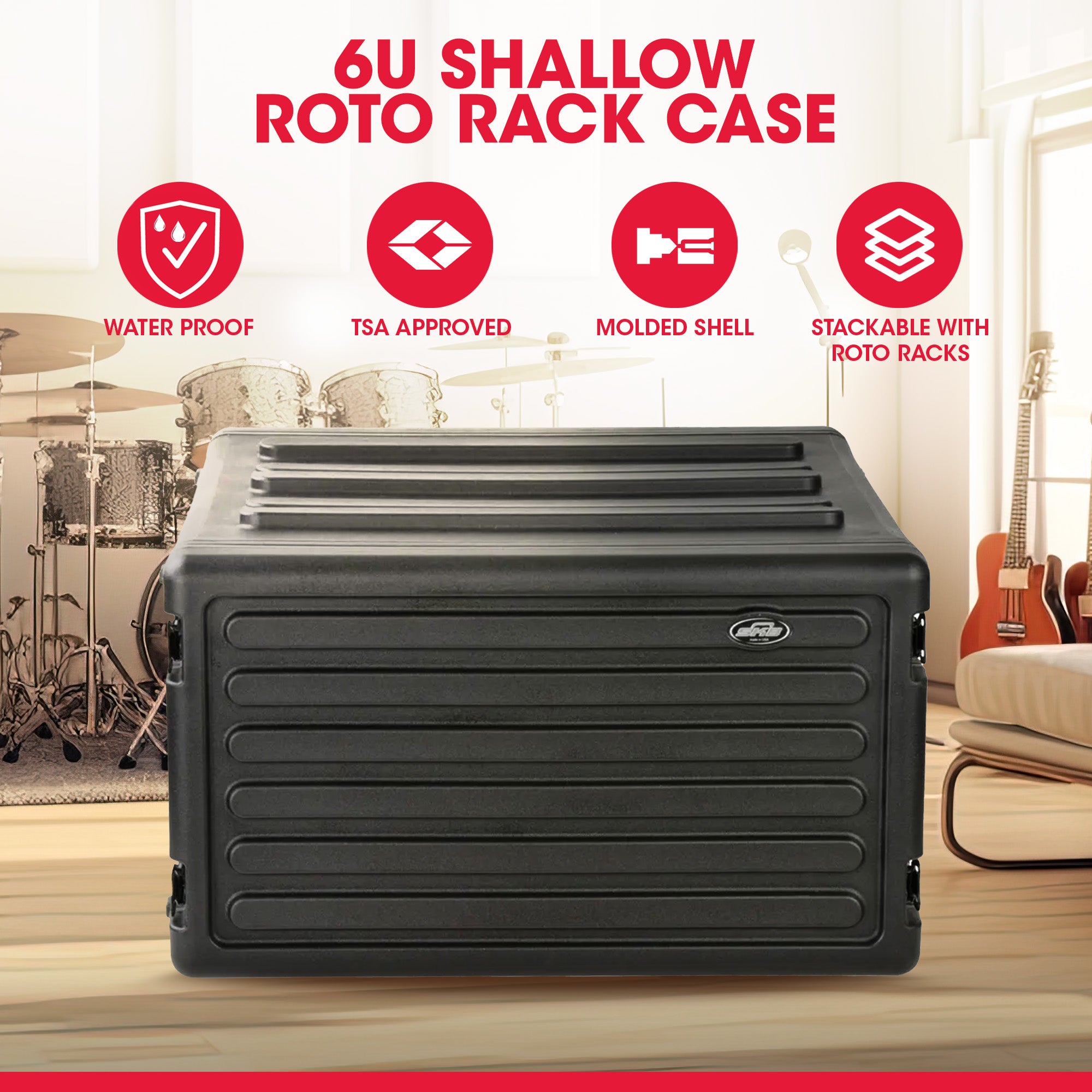SKB 6U Roto Rack Case Polyethylene Gear Protector,Stackable&Waterproof(Open Box) - VMInnovations