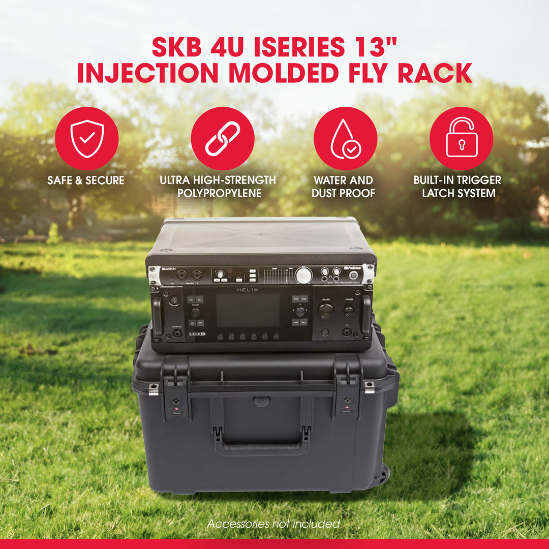 SKB 4U 13" Injection Molded Fly Rack w/Built-In Wheels & Handle (Open Box)