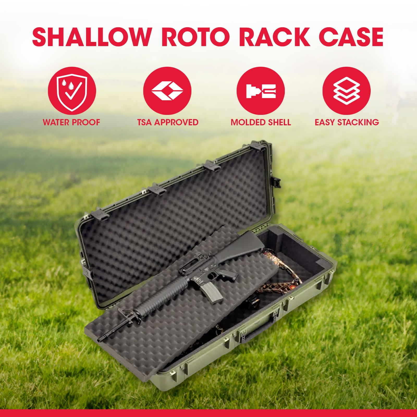 SKB Cases Waterproof Double Bow/Short Rifle Case Durable Protection, Olive Green - VMInnovations