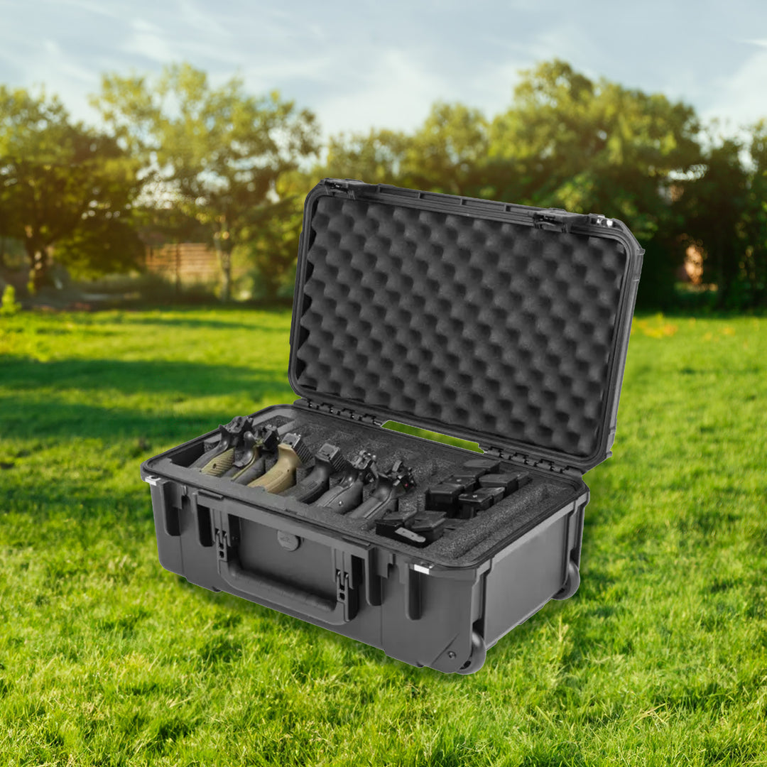 SKB Multi Hand Gun Case, 6 Gun Capacity, Custom Foam Interior, Waterproof, Black