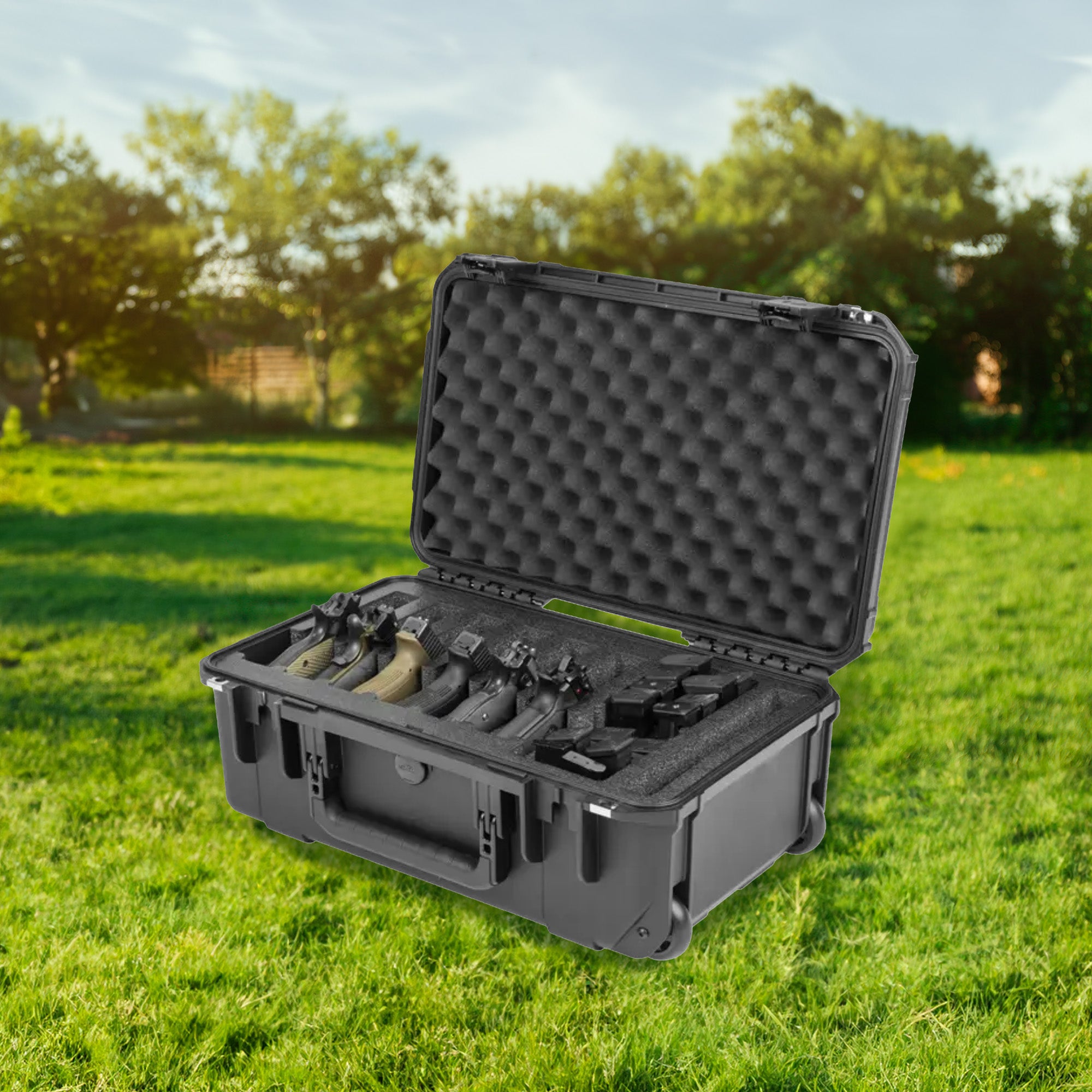 SKB Multi Hand Gun Case, 6 Gun Capacity, Custom Foam Interior, Waterproof, Black (Open Box)