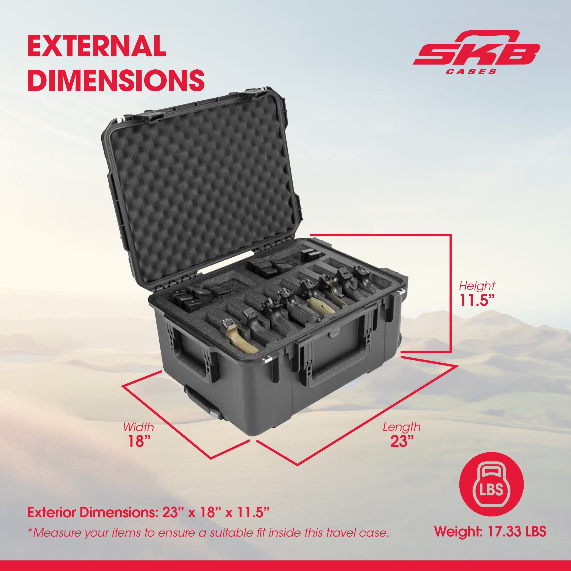 SKB Multi Hand Gun Case, 8 Gun Capacity, Custom Foam Interior, Waterproof, Black - VMInnovations