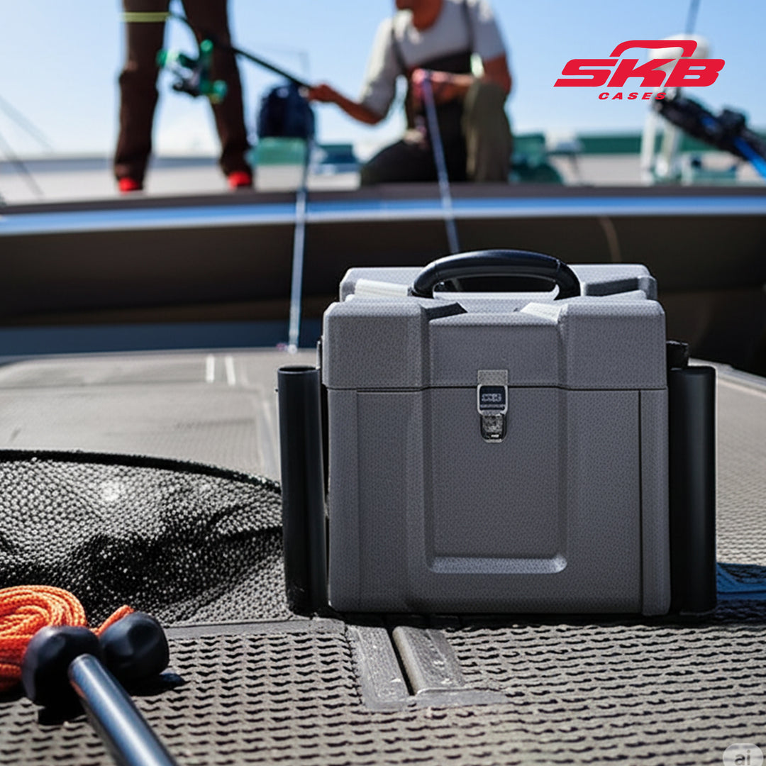 SKB Medium Tackle Box, 4 Drawers with Dividers and 2 Soft Exterior Pockets, Gray