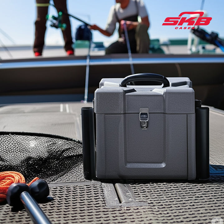 SKB Medium Tackle Box, 4 Drawers with Dividers and 2 Soft Exterior Pockets, Gray