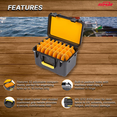 SKB iSeries Deep Lure Case 32 Adjustable Compartment Secure Fishing Box, 1610-10 - VMInnovations