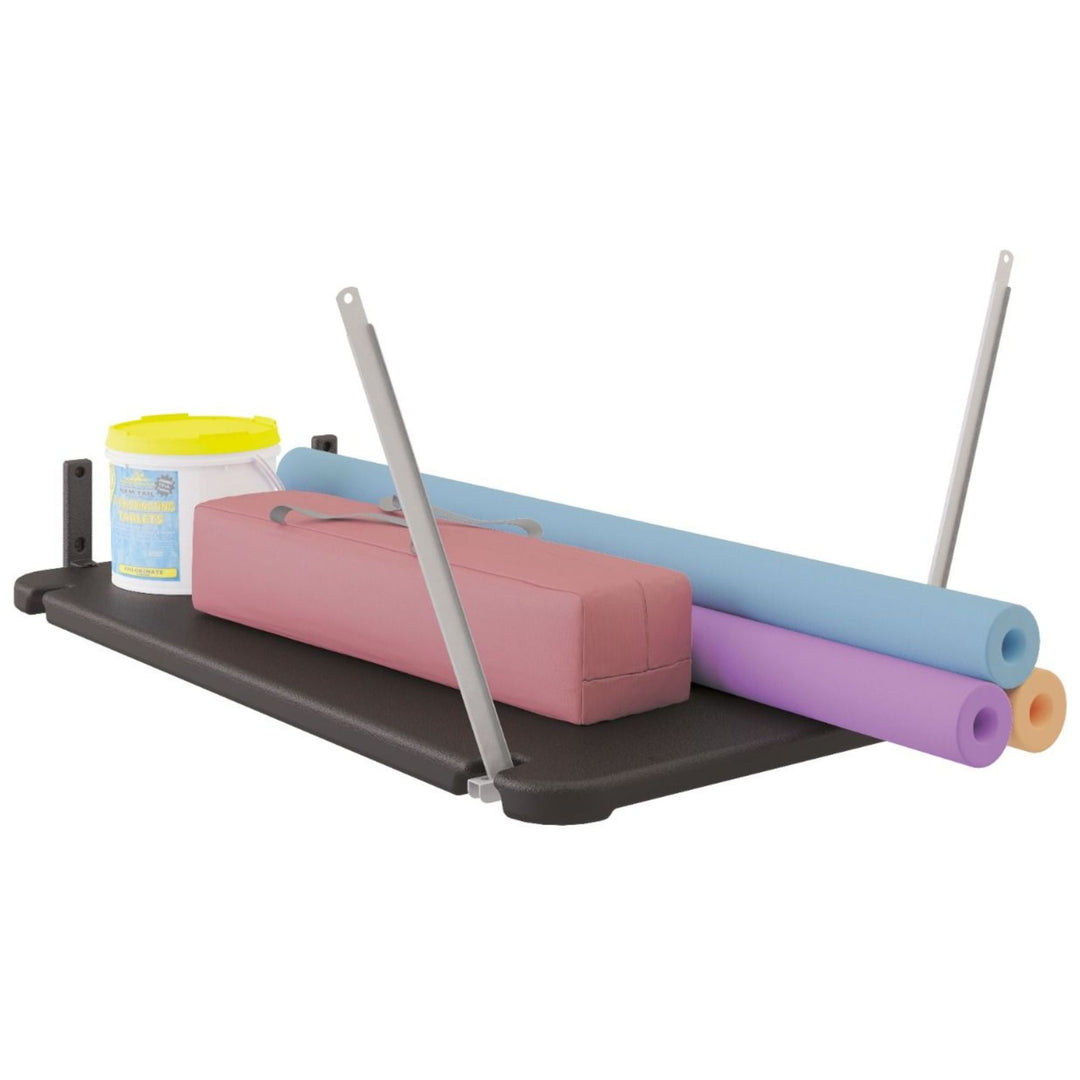 Suncast 4 Pack Vertical Shed Shelf Space Saving Hanging Outdoor Storage, Black - VMInnovations