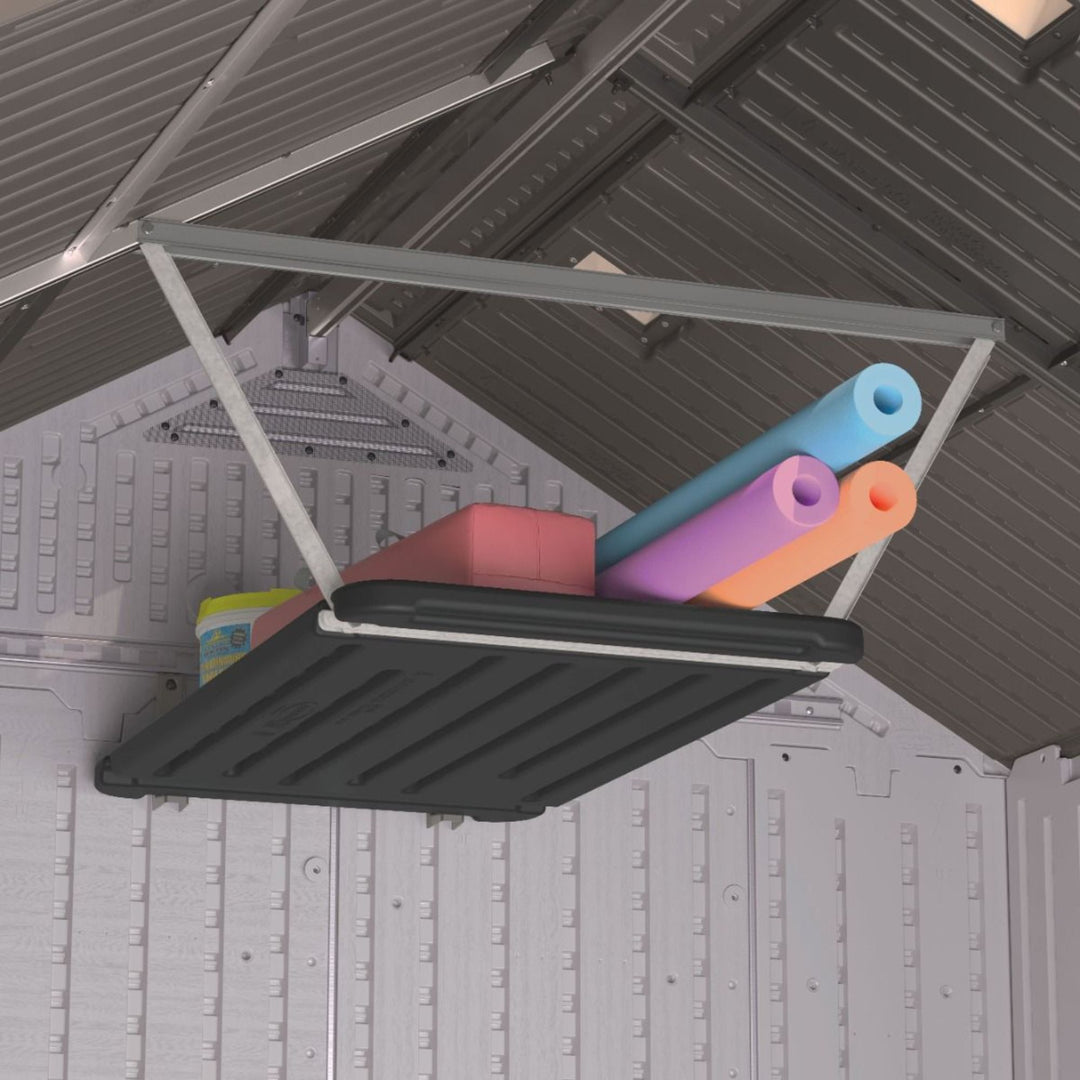 Suncast 4 Pack Vertical Shed Shelf Space Saving Hanging Outdoor Storage, Black - VMInnovations