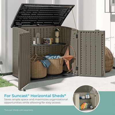 Suncast 3 Pack Horizontal Shed Shelf Space Saving Wall Outdoor Storage, Black
