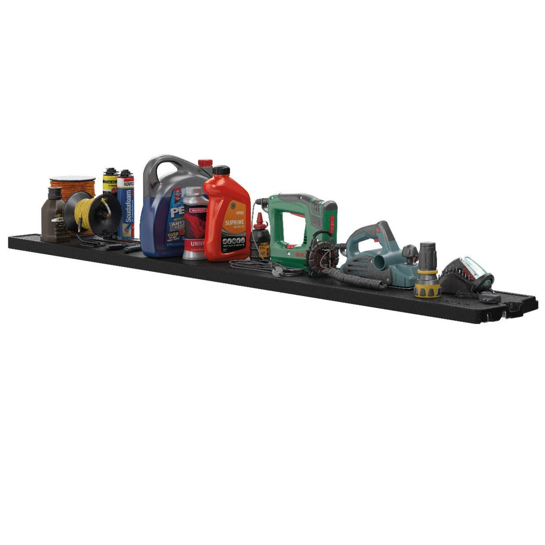 Suncast Horizontal/XL Vertical Shed Shelf Kit Wall Mount Outdoor Storage, Black