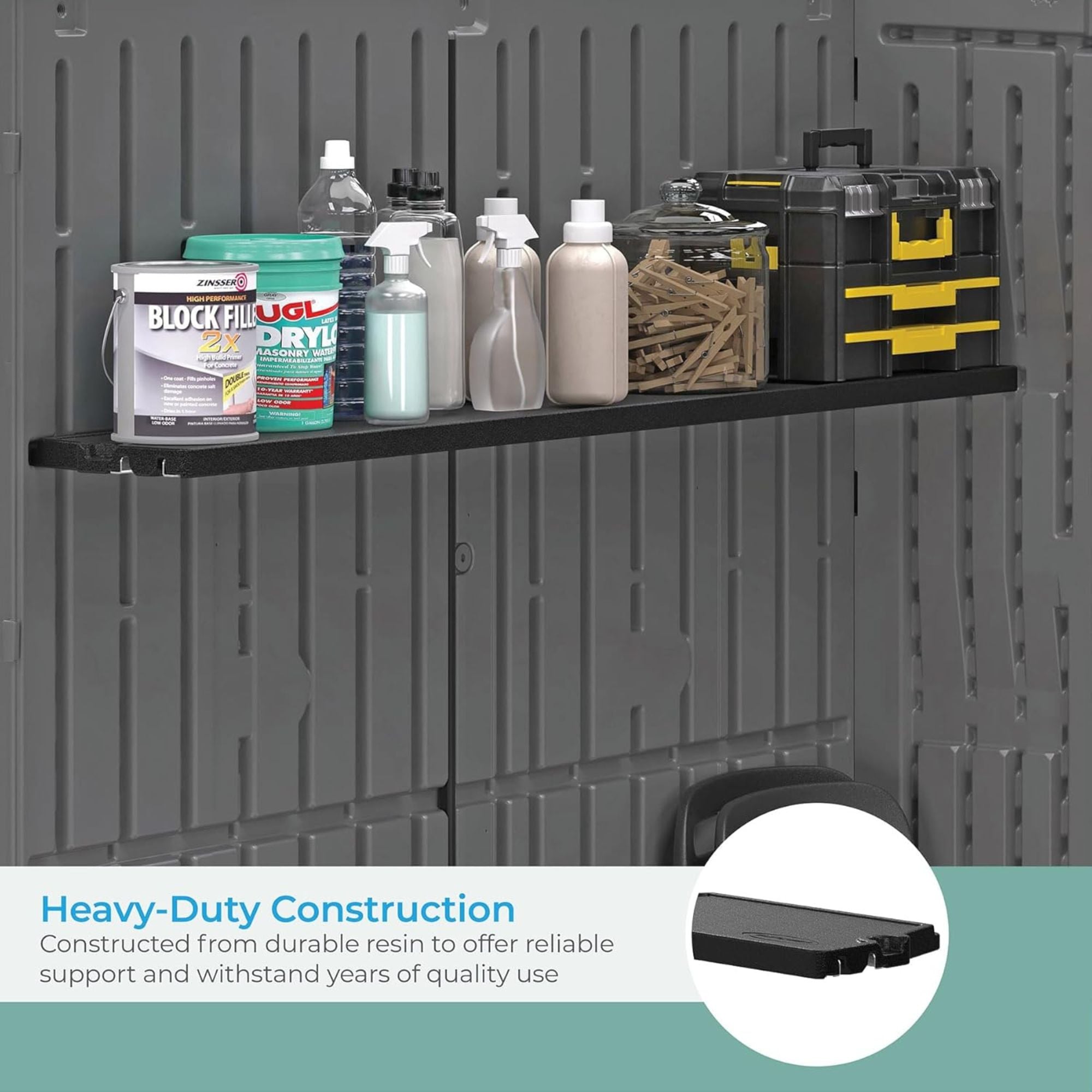 Suncast 3 Pack Horizontal/XL Vertical Shed Shelf Kit Wall Outdoor Storage, Black