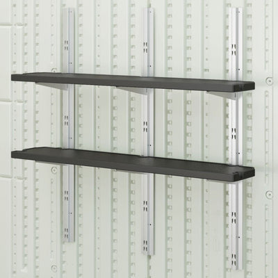 Suncast Vertical Shed 6 Shelf Kit Space Saving Wall Mount Outdoor Storage, Black