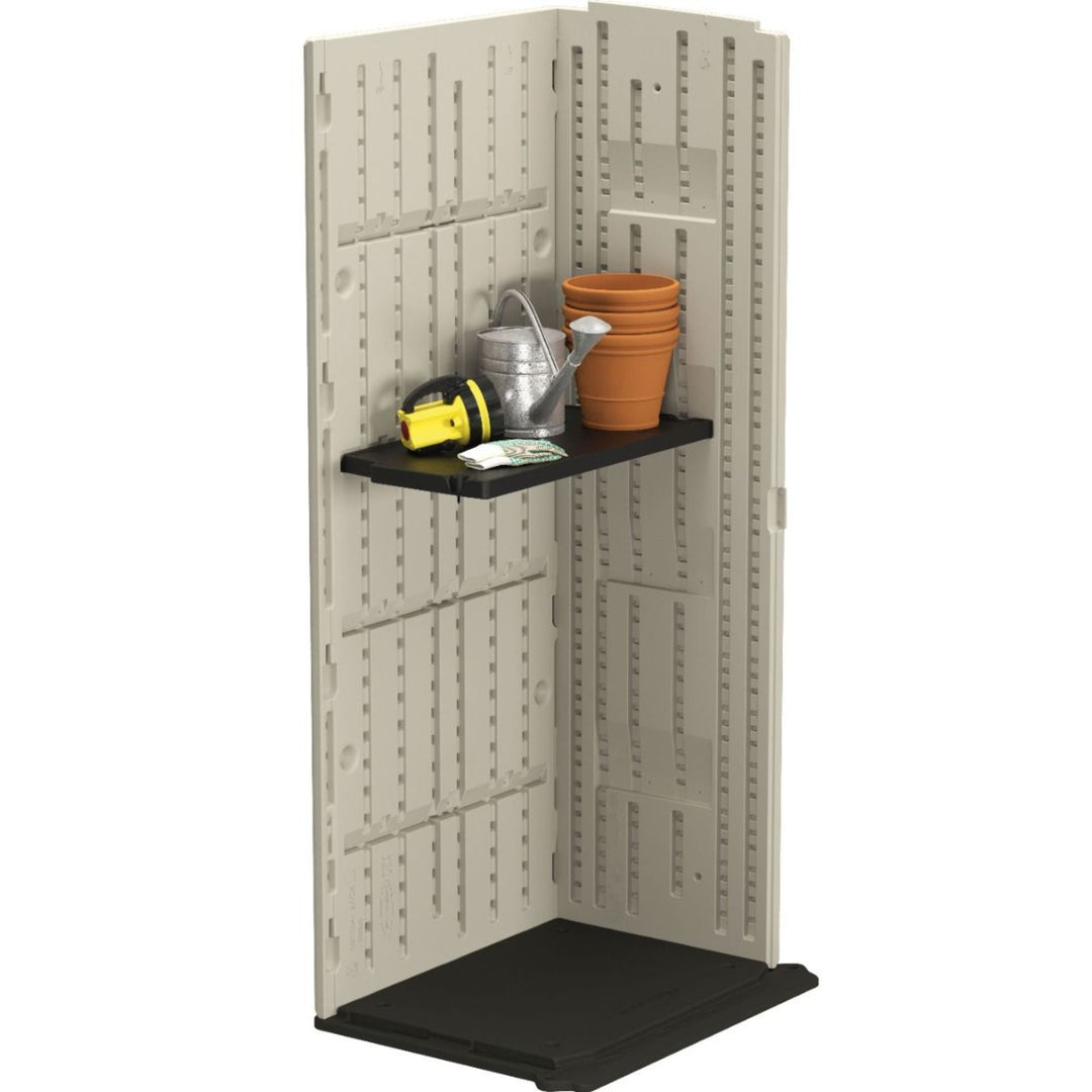 Suncast Vertical Shed Shelf Kit Space Saving Wall Mount Outdoor Storage, Black