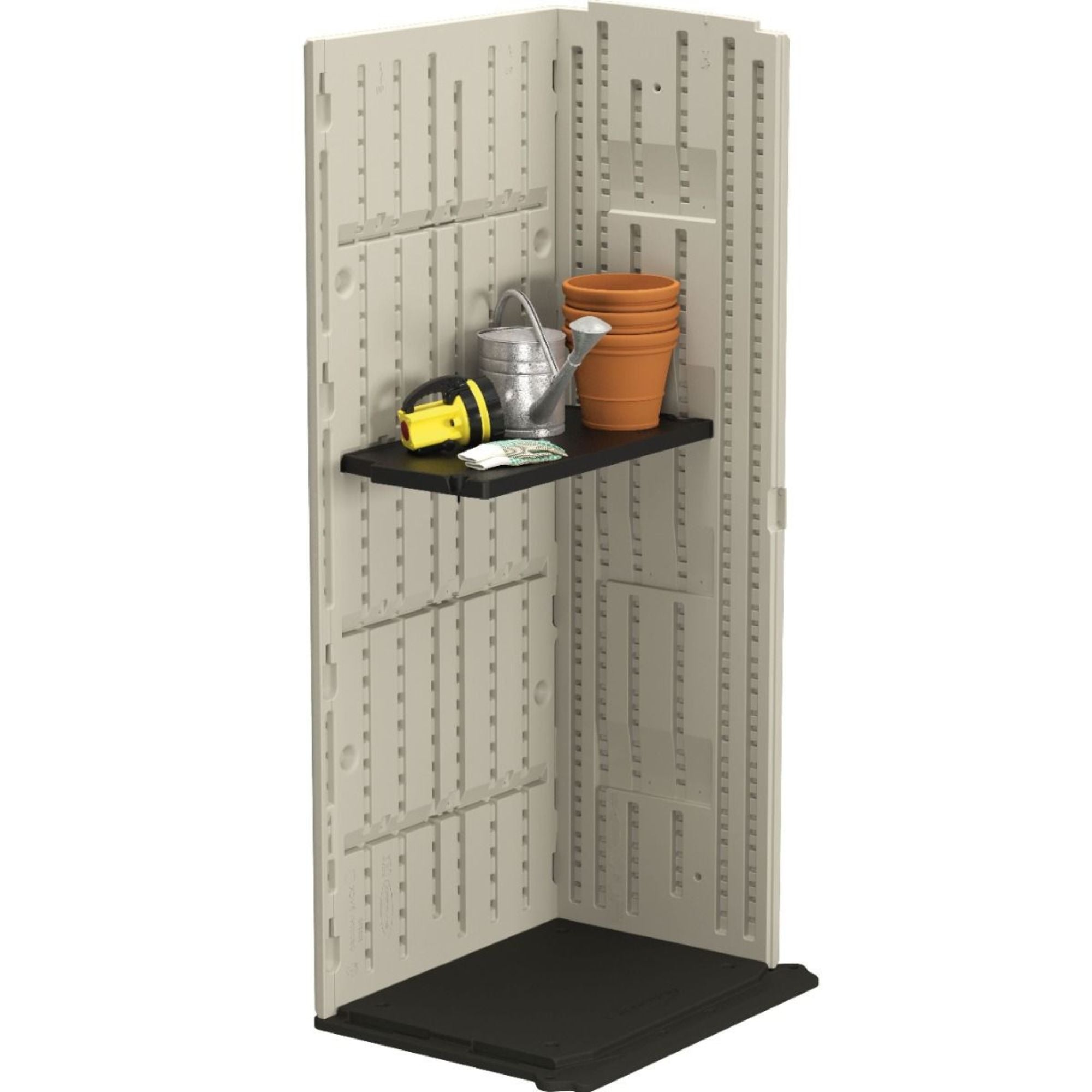 Suncast 6 Pack Vertical Shed Shelf Space Saving Wall Mount Outdoor Storage Black