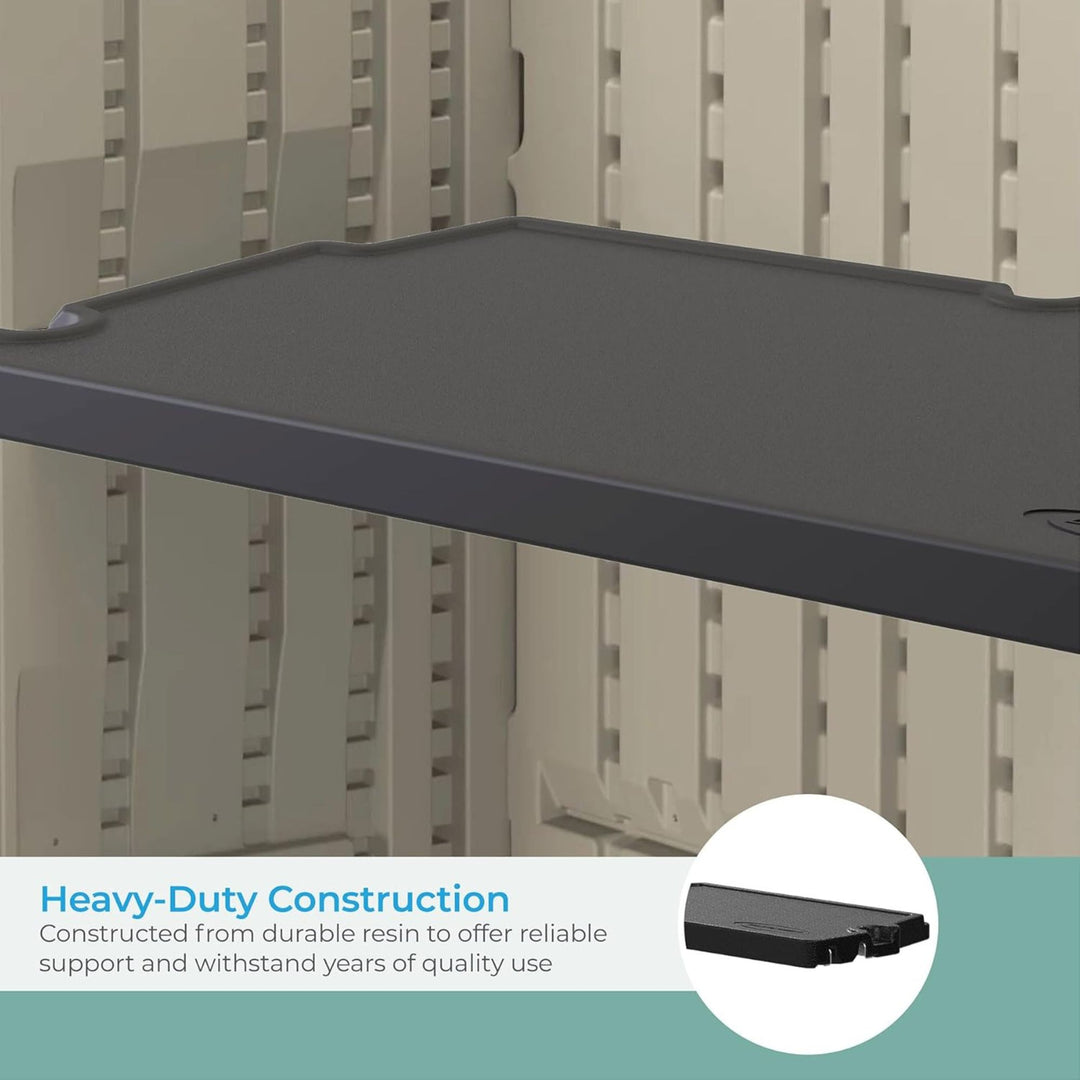 Suncast 4 Pack Vertical Shed Shelf Space Saving Wall Mount Outdoor Storage Black