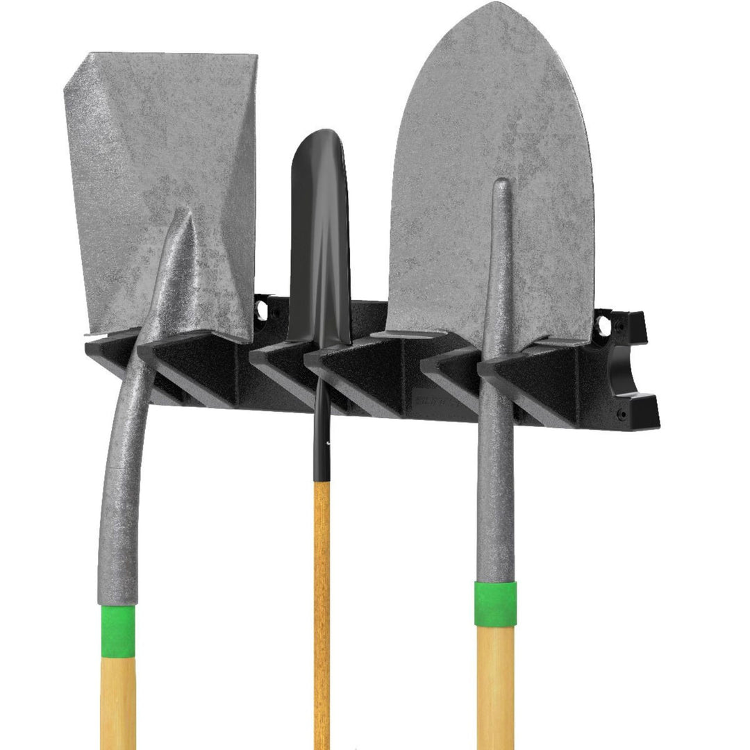 Suncast 4 Pack Long Handle Garage Wall Tool Organizer, Resin Storage Rack, Black