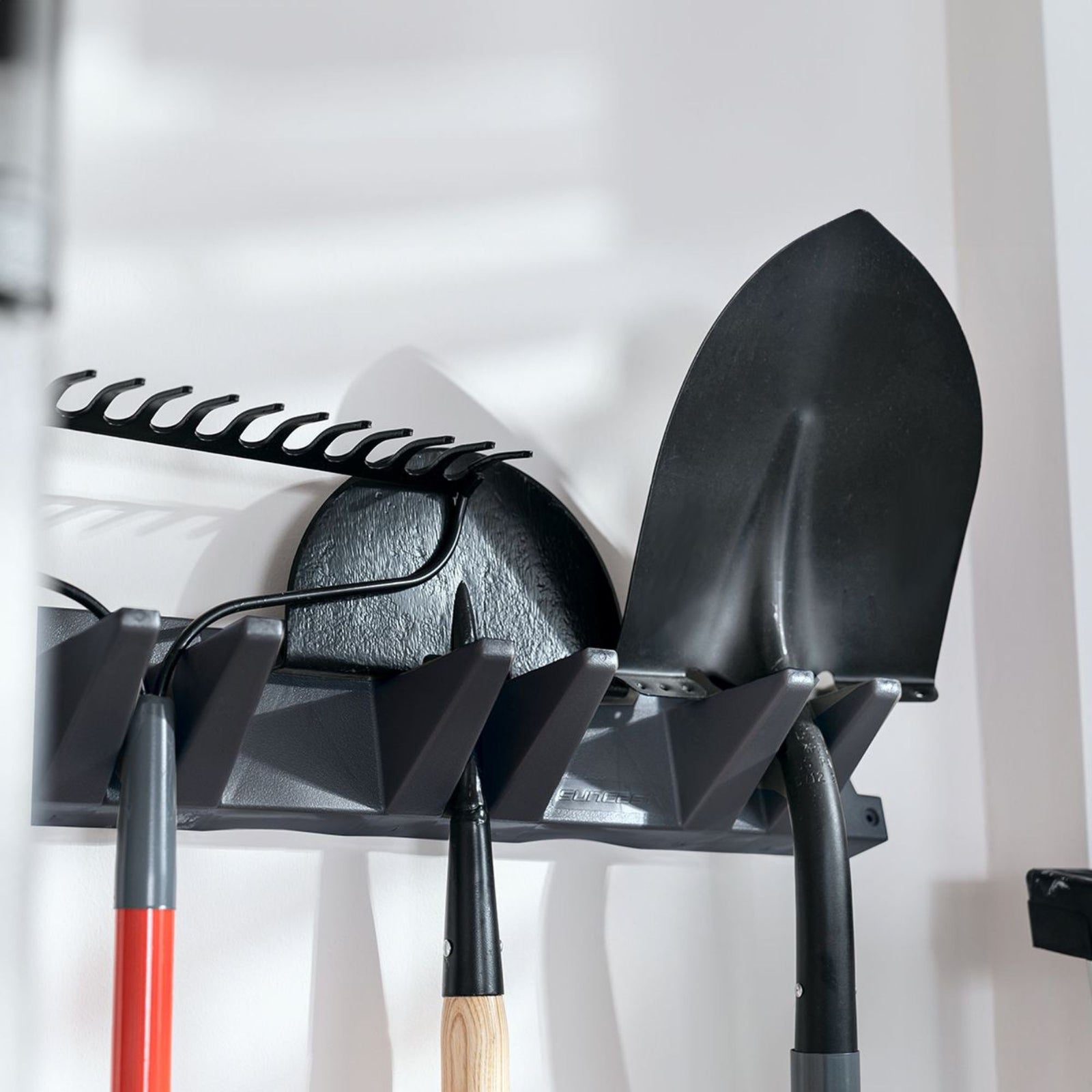 Suncast 2 Pack Long Handle Garage Wall Tool Organizer, Resin Storage Rack, Black - VMInnovations