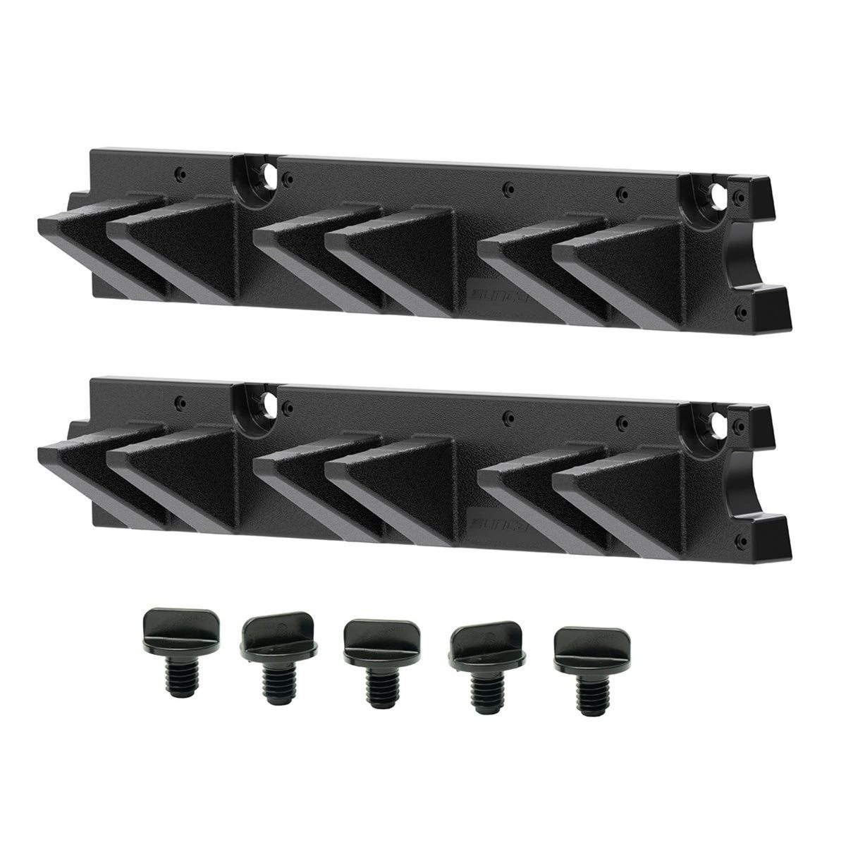 Suncast 4 Pack Long Handle Garage Wall Tool Organizer, Resin Storage Rack, Black
