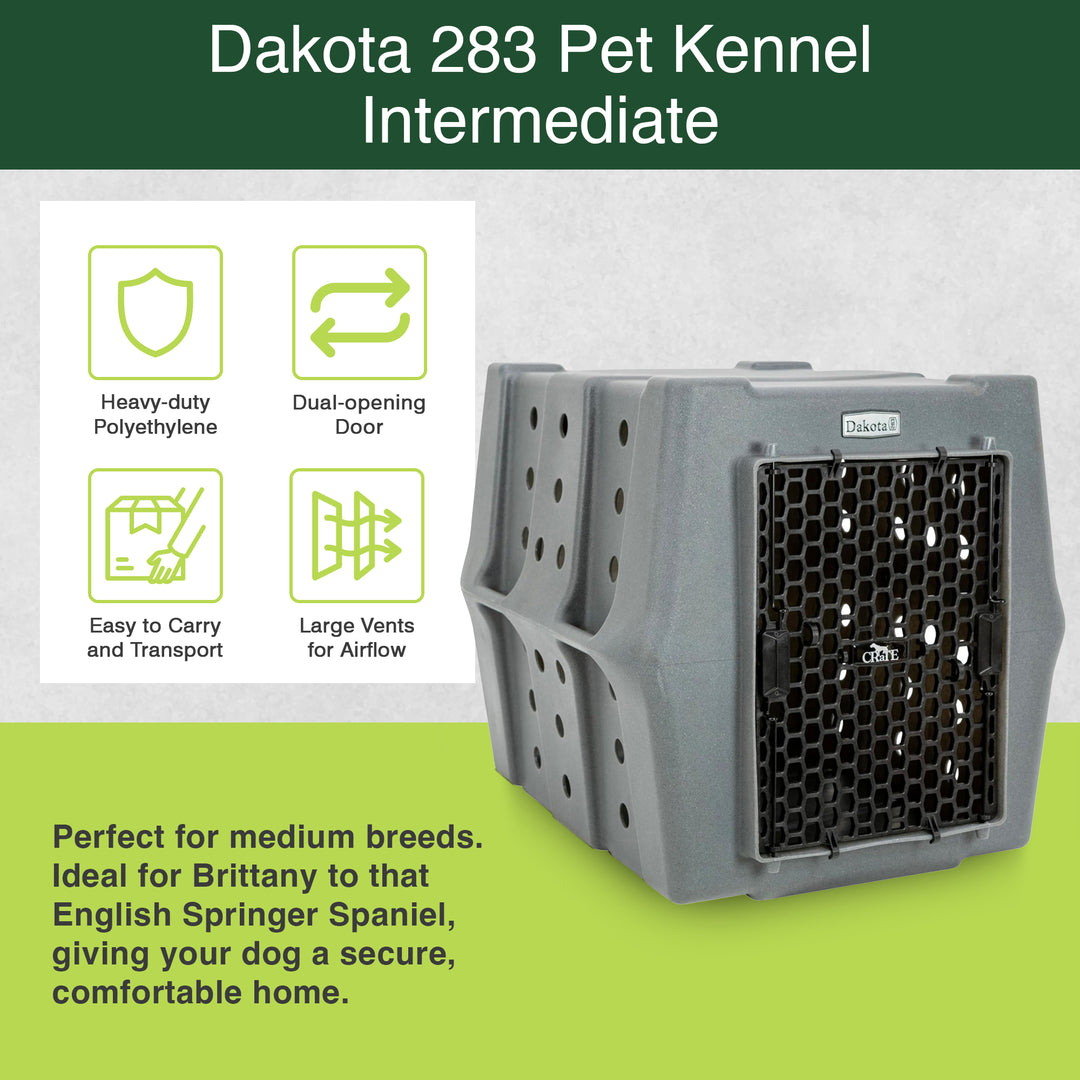 Dakota 283 Canine Rough and Tough Economy Pet Kennel, Intermediate, Dark Granite