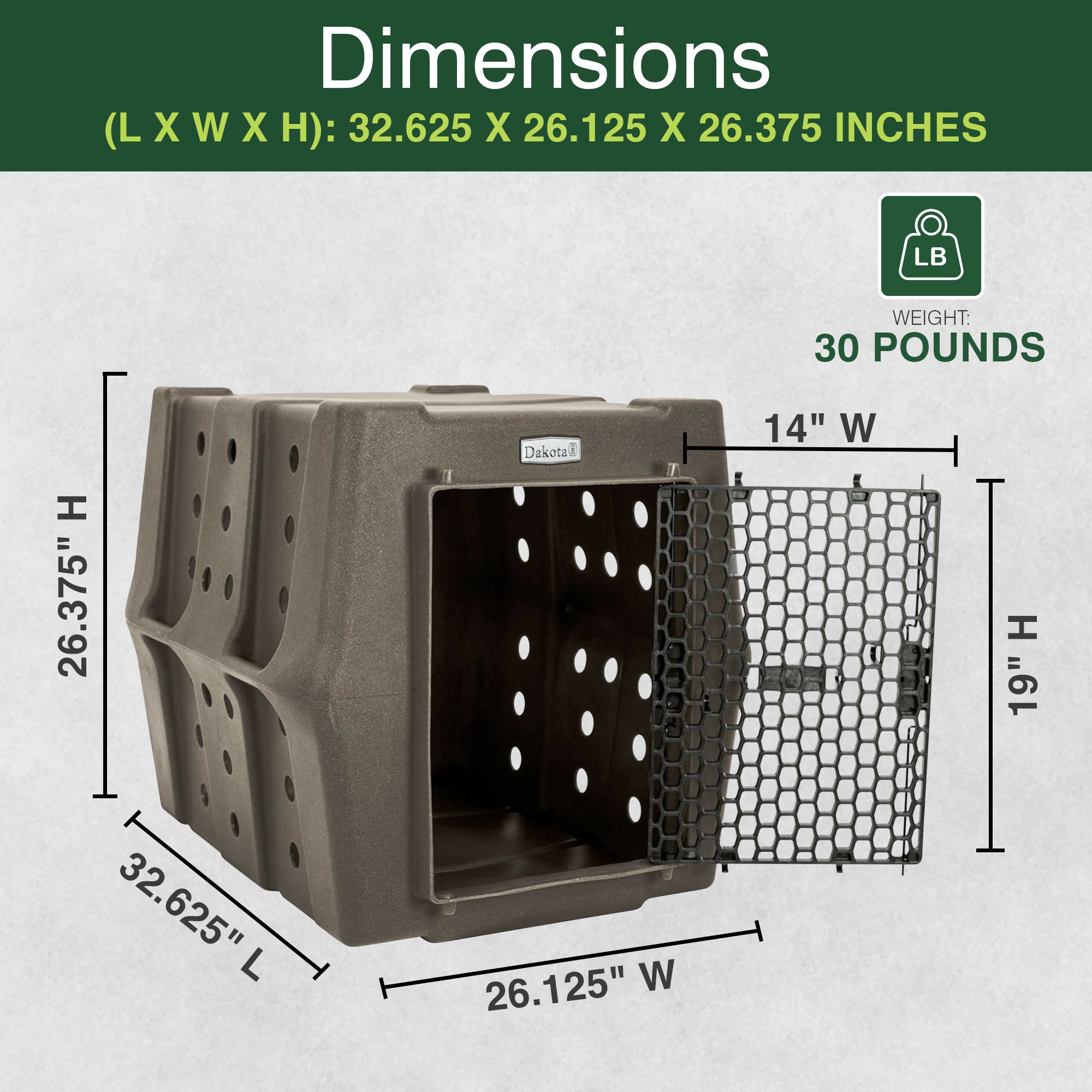 Dakota 283 Canine Rough and Tough Economy Kennel, Intermediate, Coyote Granite - VMInnovations