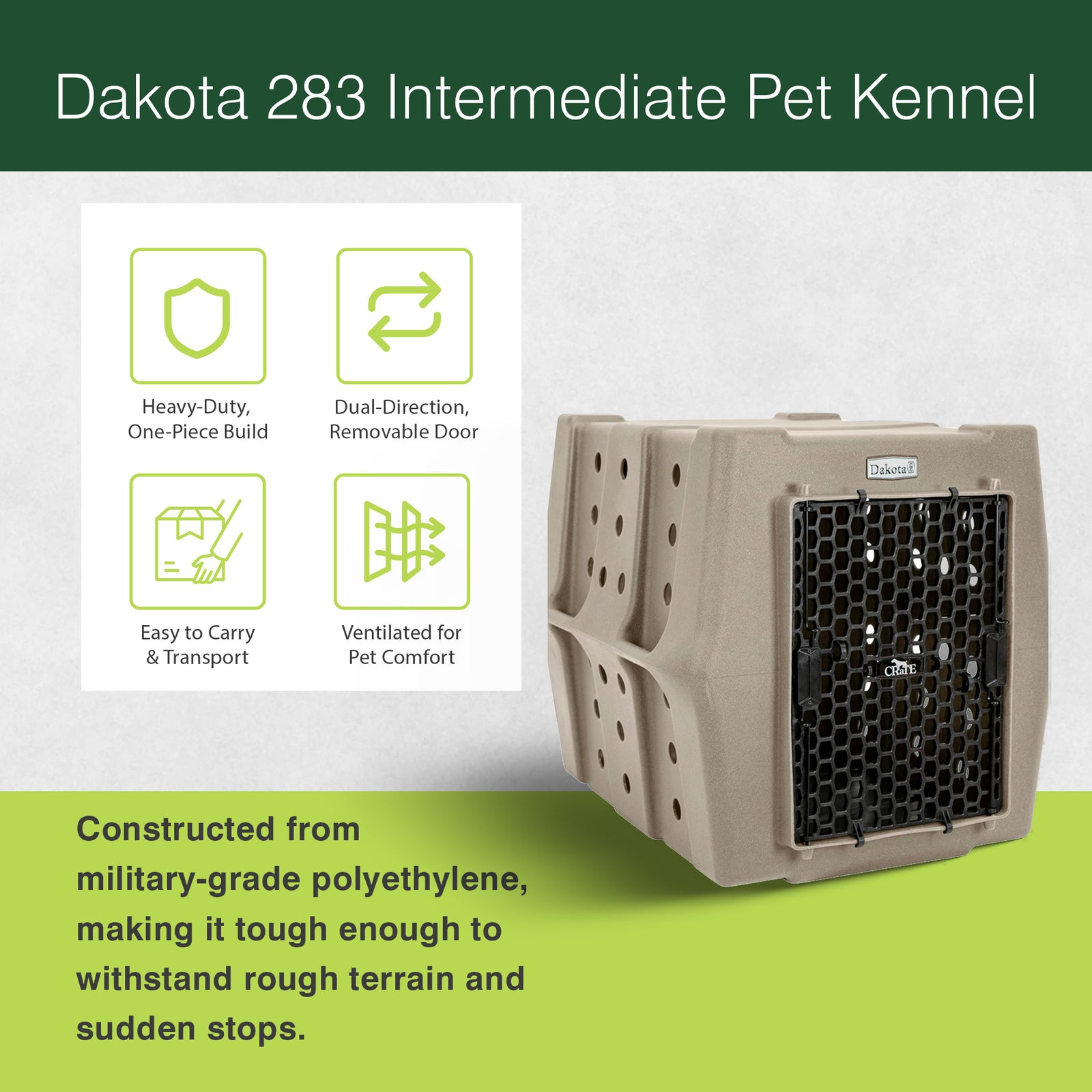Dakota 283 Canine Rough and Tough Economy Pet Kennel, Intermediate (Open Box) - VMInnovations
